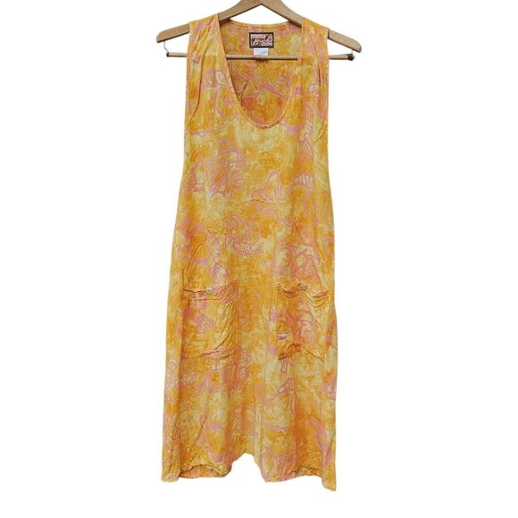 VTG April Cornell Orange Pink Fish Sun  Dress Art To Wear Racerback Size M - Picture 1 of 7